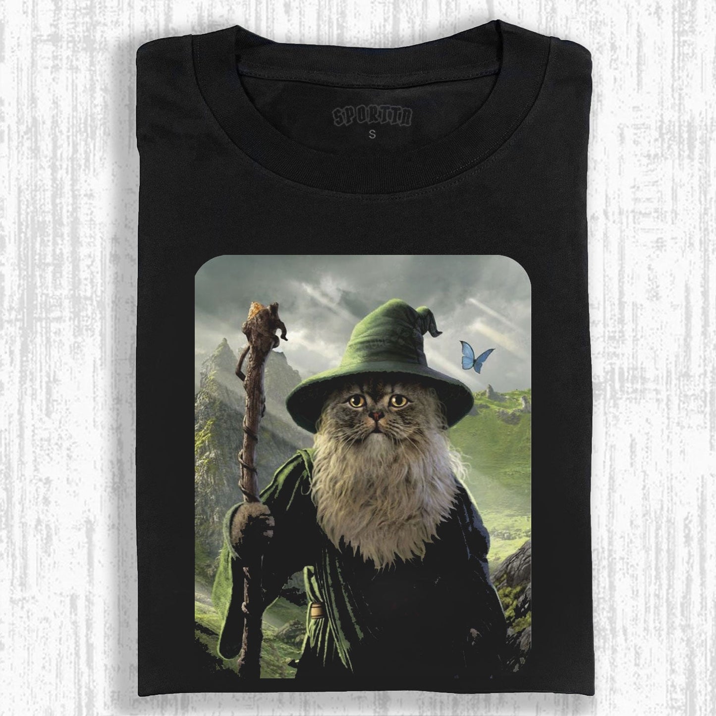 FANTASY WIZARD CAT THEMED T-SHIRT