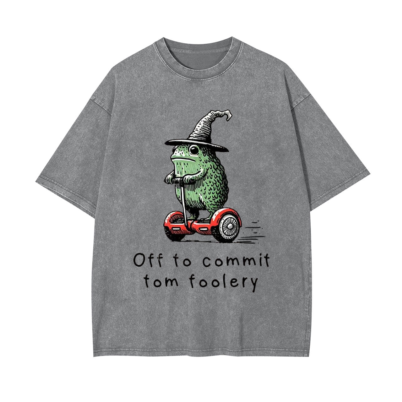 FROG RIDING A BALANCE SCOOTER WASHED T-SHIRT