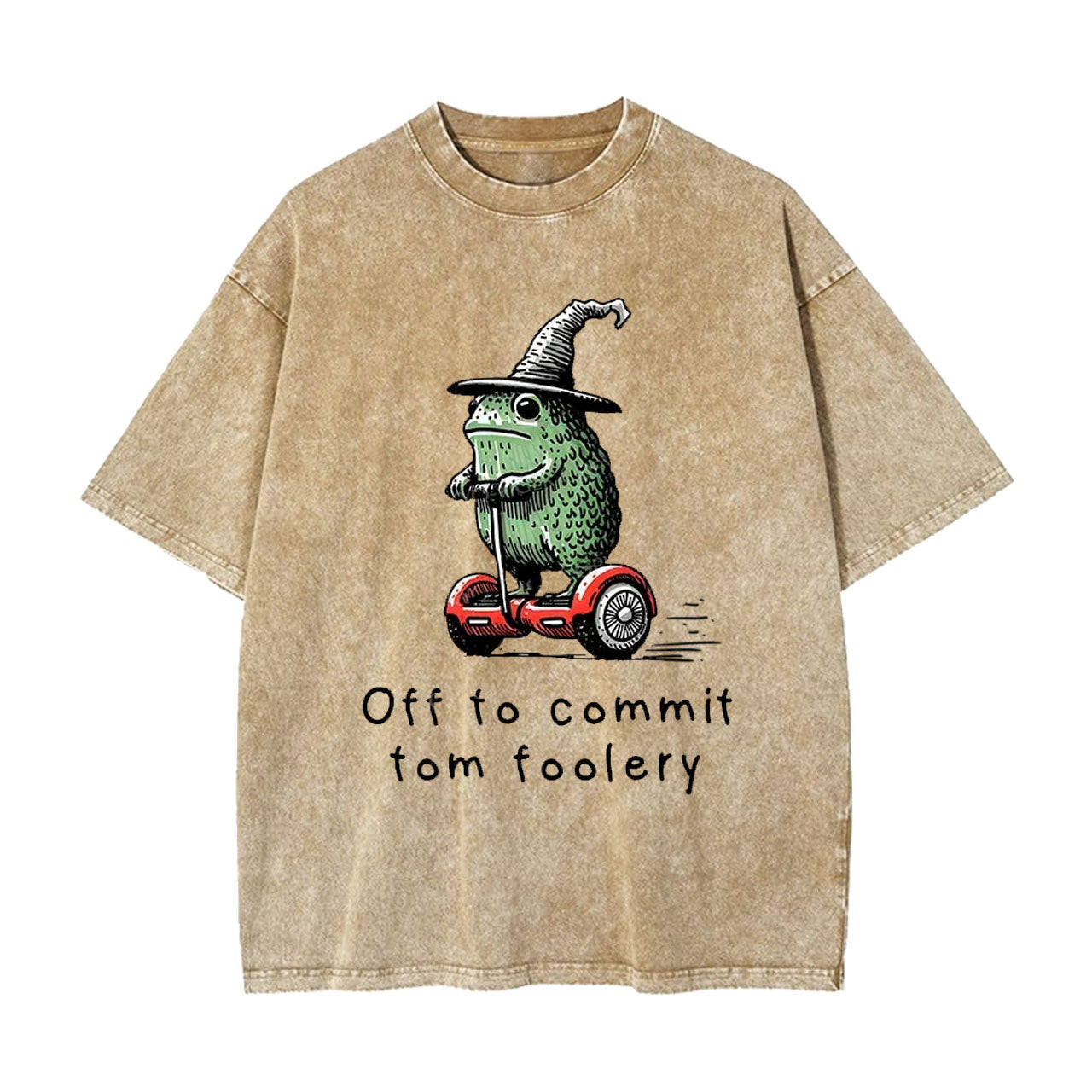 FROG RIDING A BALANCE SCOOTER WASHED T-SHIRT