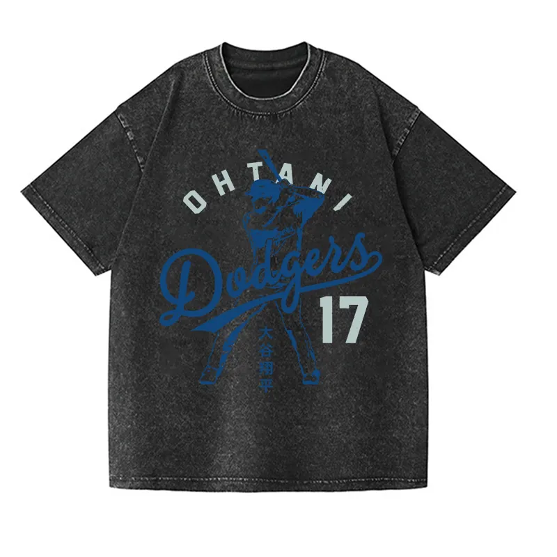 FUJISAKURAS DODGER VINTAGE WASH JAPANESE DESIGN T-SHIRT