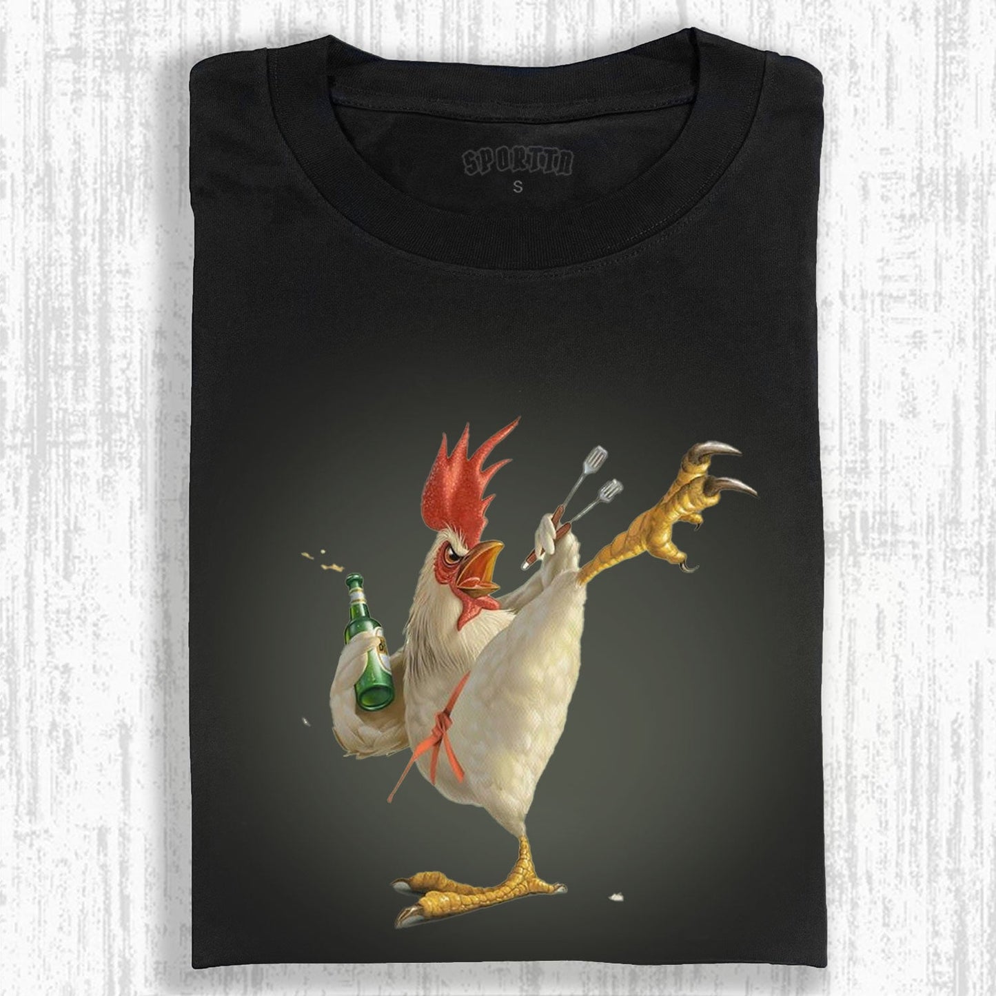 FUNNY ROOSTER BEER & BBQ TRENDY TEE