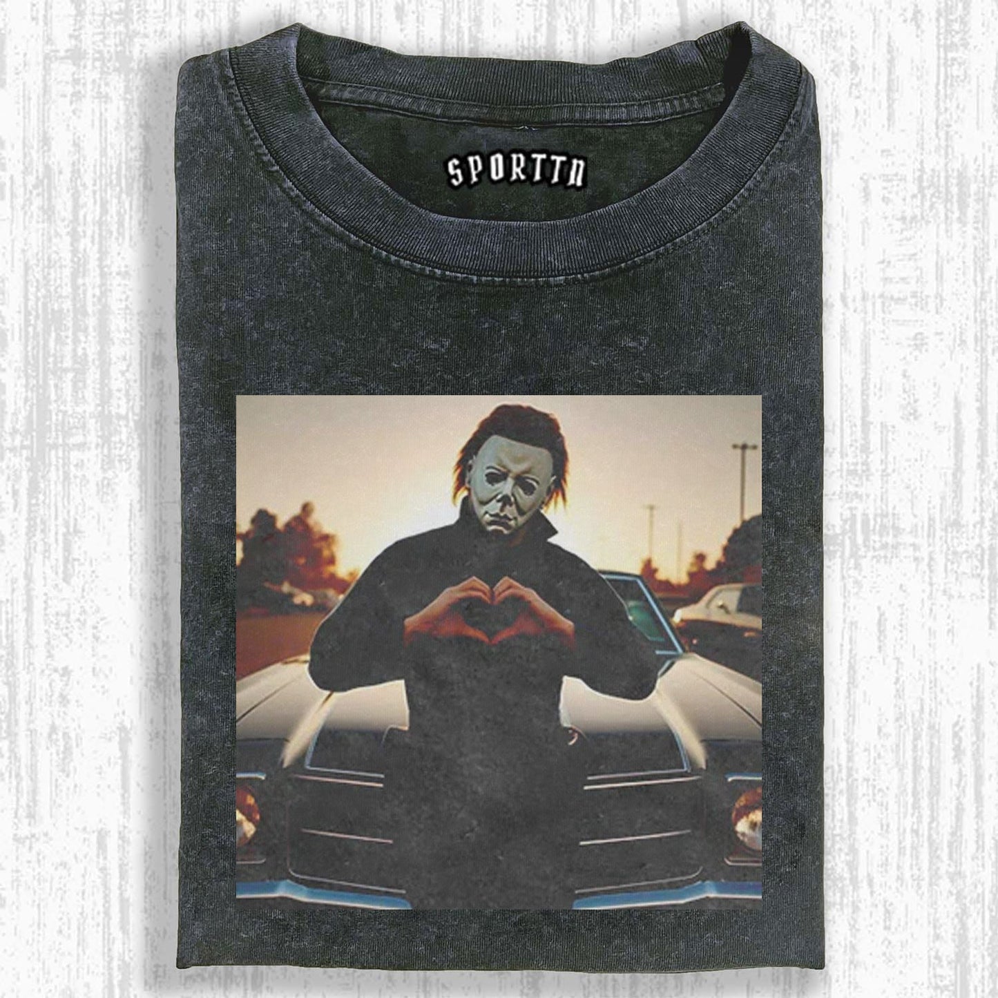 HALLOWEEN MICHAEL MYERS HEART - GESTURE THEMED T-SHIRT