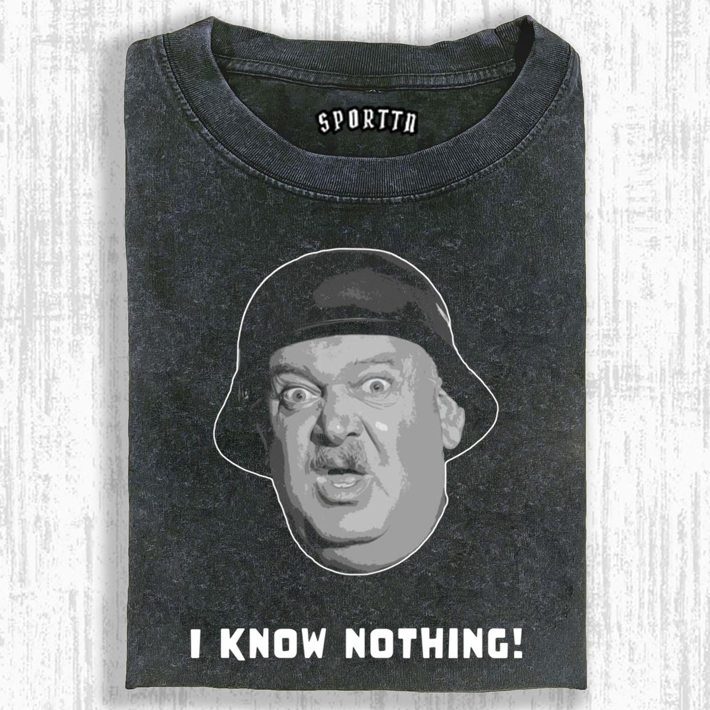 HOGAN'S HEROES SGT. SCHULTZ CLASSIC LINE T-SHIRT I KNOW NOTHING!