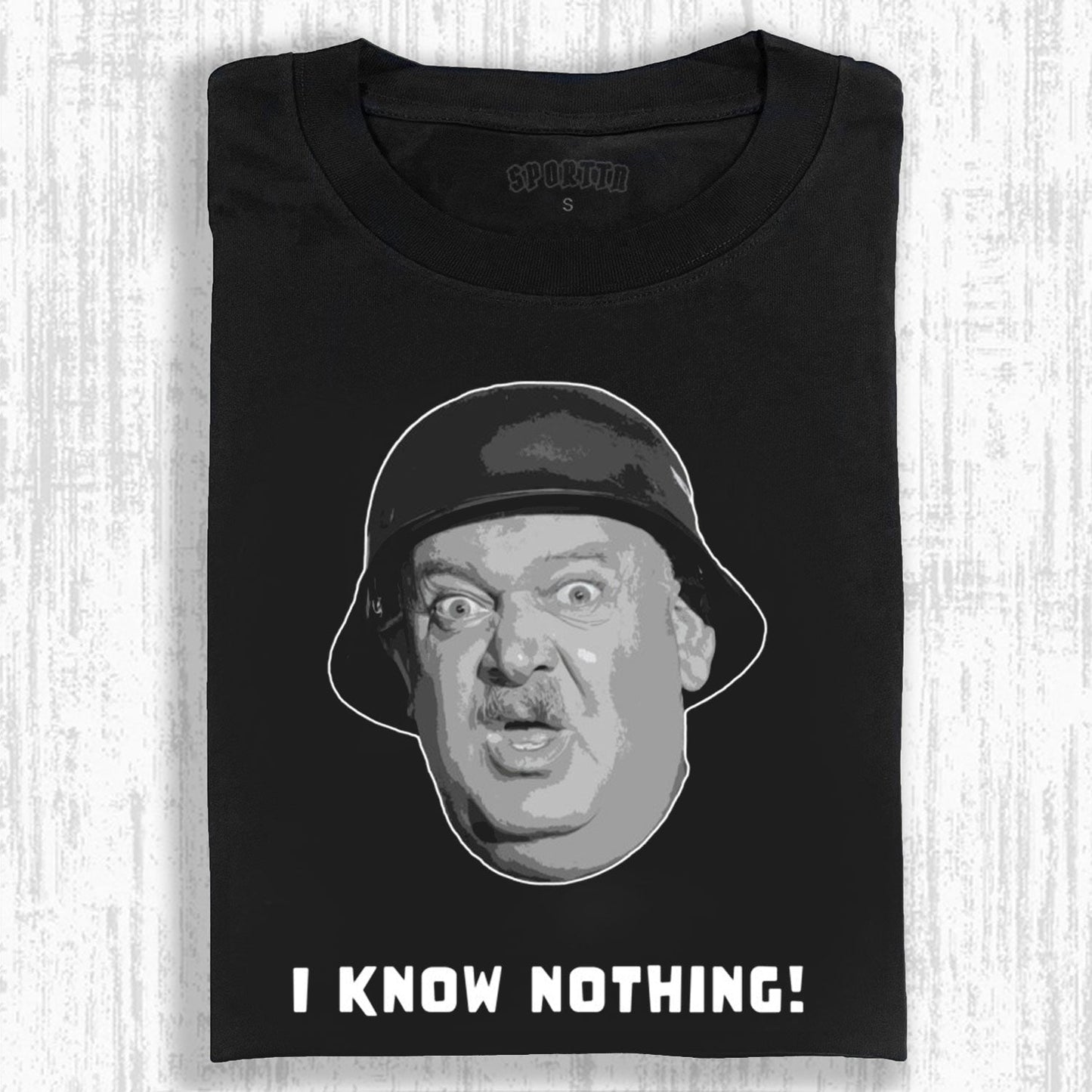 HOGAN'S HEROES SGT. SCHULTZ CLASSIC LINE T-SHIRT I KNOW NOTHING!