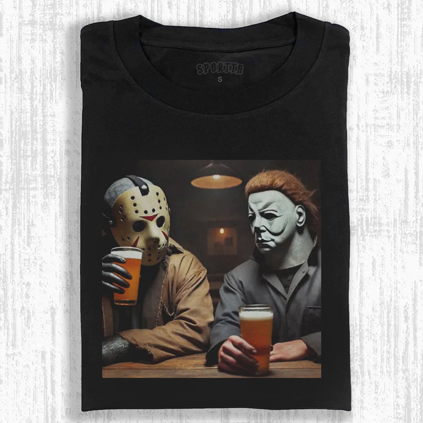 HORROR ICONS HANGING OUT AT THE BAR THEMED T-SHIRT