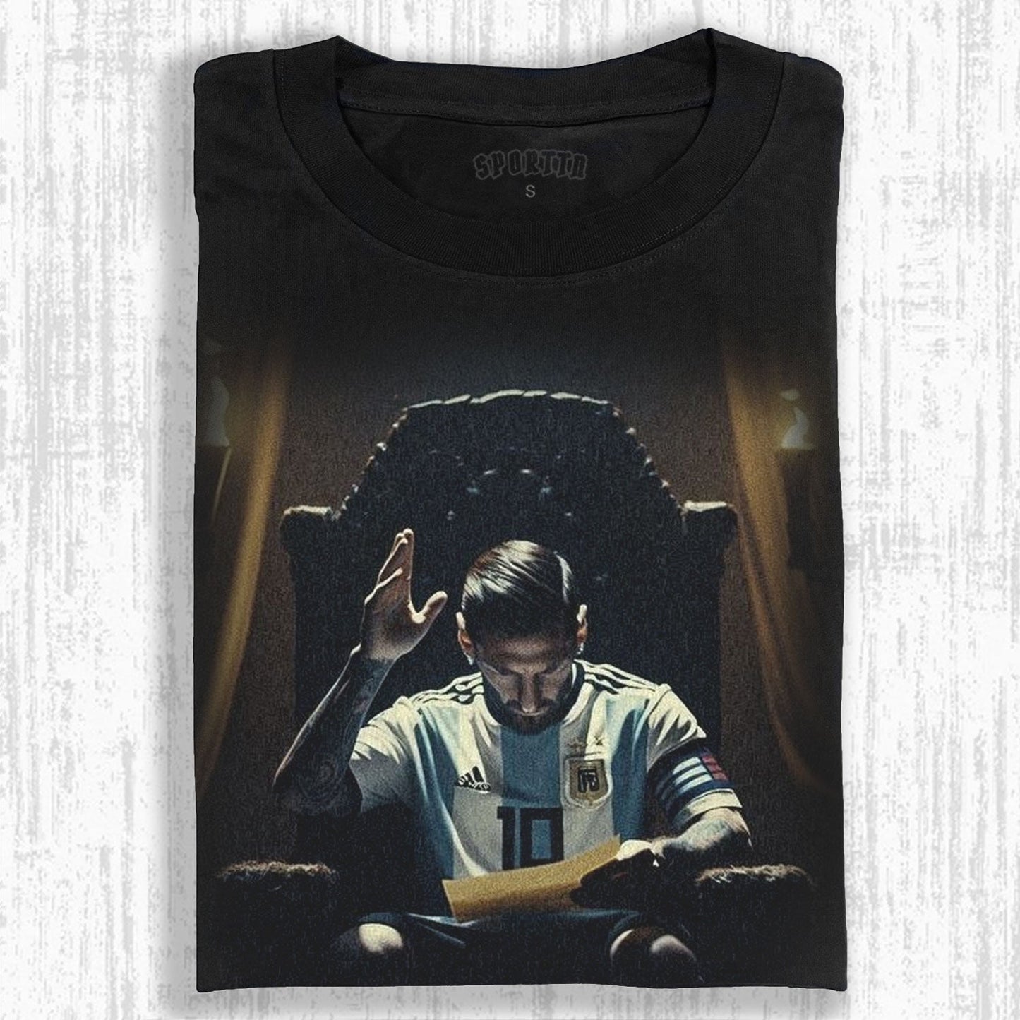 MESSI ARGENTINA TEAM KING MOMENT THEMED RETRO T-SHIRT