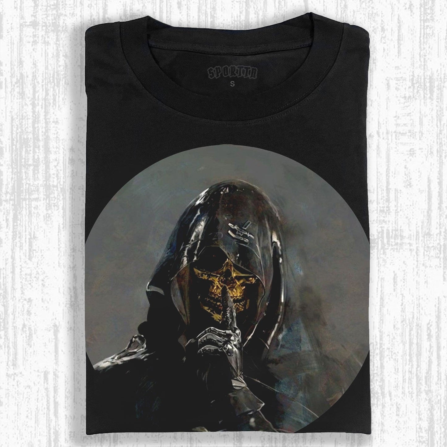 MYSTERIOUS BLACK - ROBED PHANTOM THEMED T-SHIRT