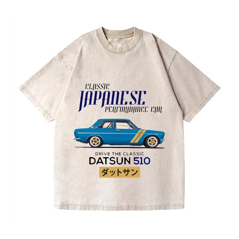 NISSAN DATSUN 510 CAR VINTAGE WASH JAPANESE DESIGN T-SHIRT