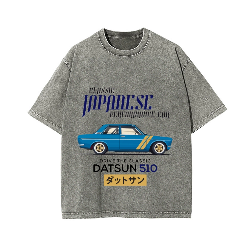 NISSAN DATSUN 510 CAR VINTAGE WASH JAPANESE DESIGN T-SHIRT