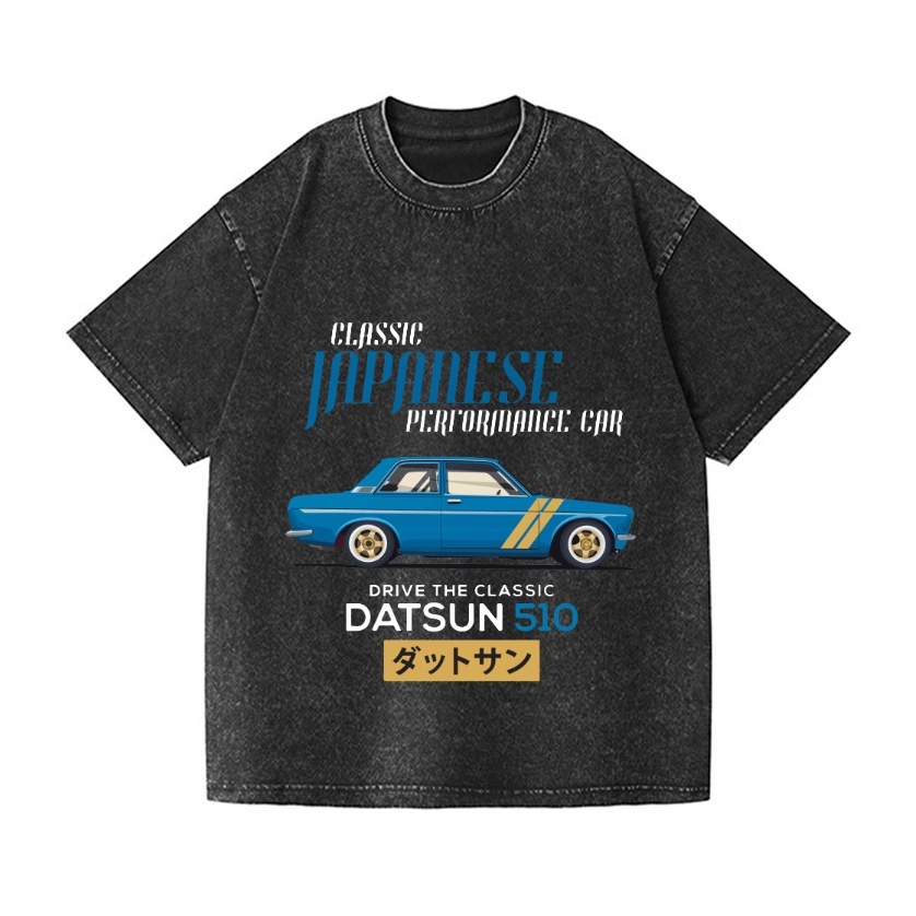 NISSAN DATSUN 510 CAR VINTAGE WASH JAPANESE DESIGN T-SHIRT