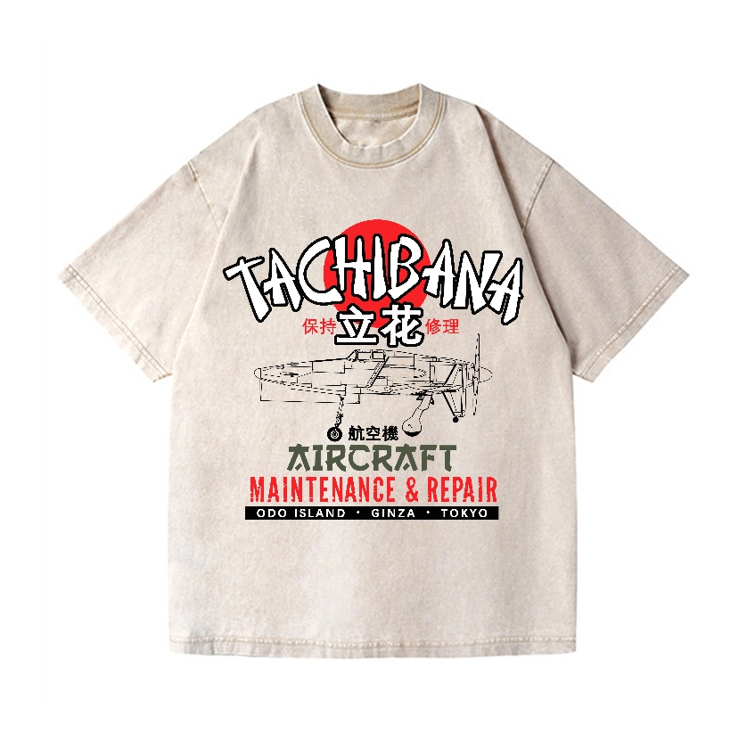 TACHIBANA AIRCRAFT VINTAGE WASH JAPANESE DESIGN T-SHIRT