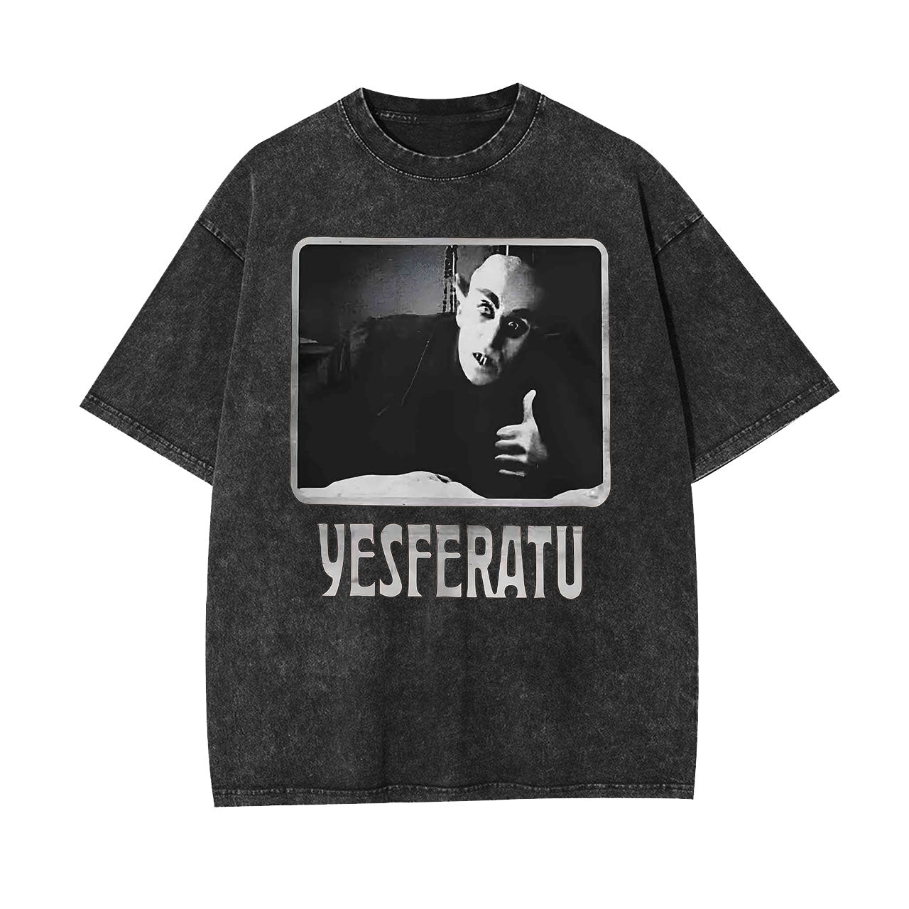 YESFERATU FUNNY HORROR RETRO WASHED T-SHIRT