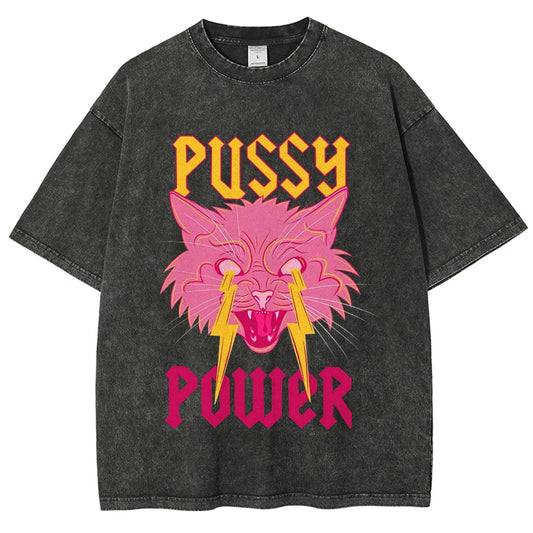 PUSSY POWER VINTAGE WASHED TEE 