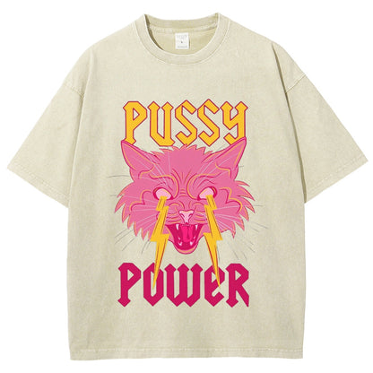 PUSSY POWER VINTAGE WASHED TEE 