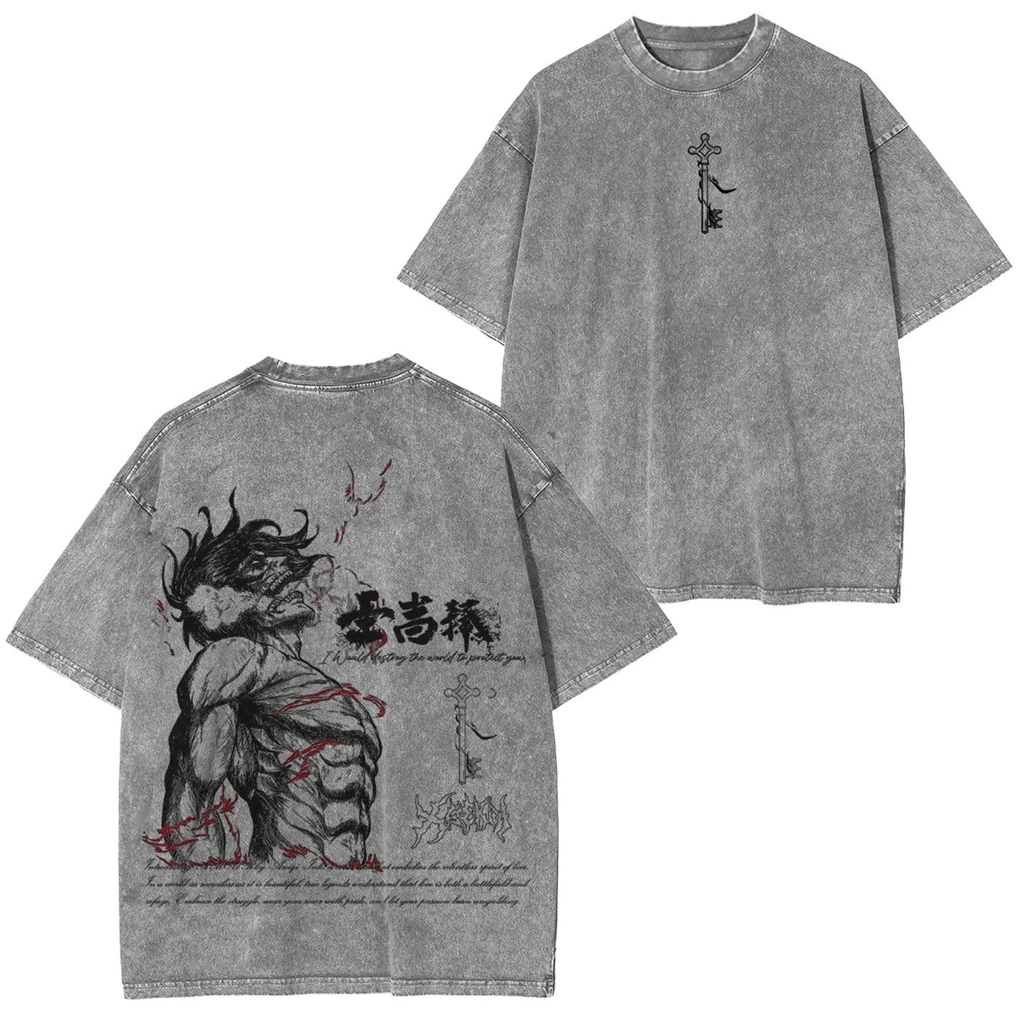 ATTACK ON TITAN UNISEX ANIME INSPIRED VINTAGE T-SHIRT-[DS]