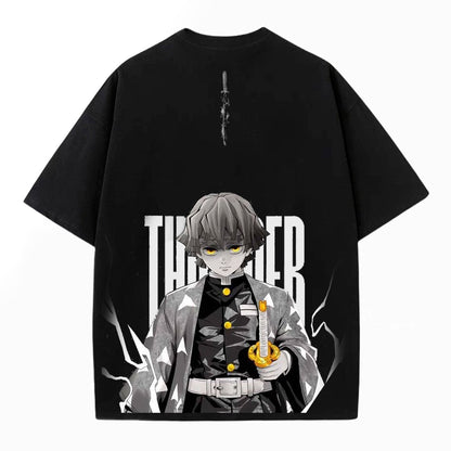 ZENITSU DEMON SLAYER UNISEX WASHED T-SHIRT-[BACK]