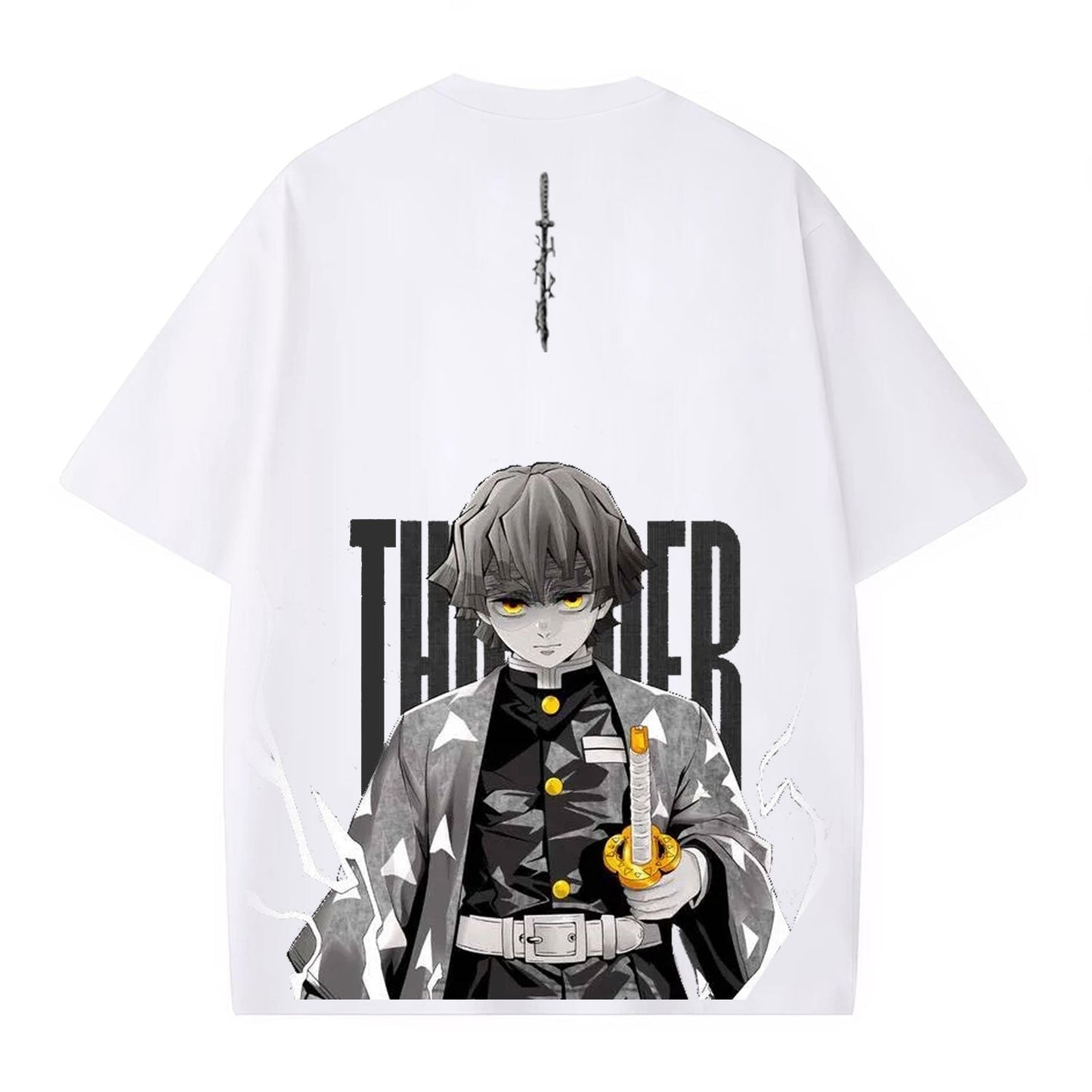 ZENITSU DEMON SLAYER UNISEX WASHED T-SHIRT-[BACK]