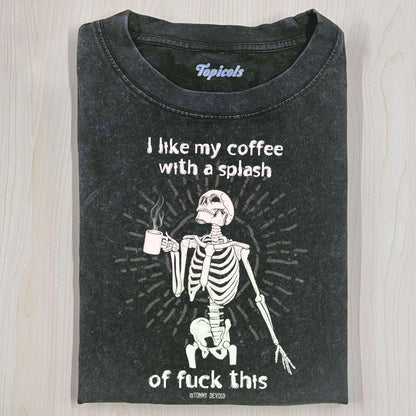 SKELETON DRINKING COFFEE T-SHIRTS