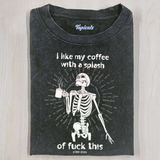 SKELETON DRINKING COFFEE T-SHIRTS
