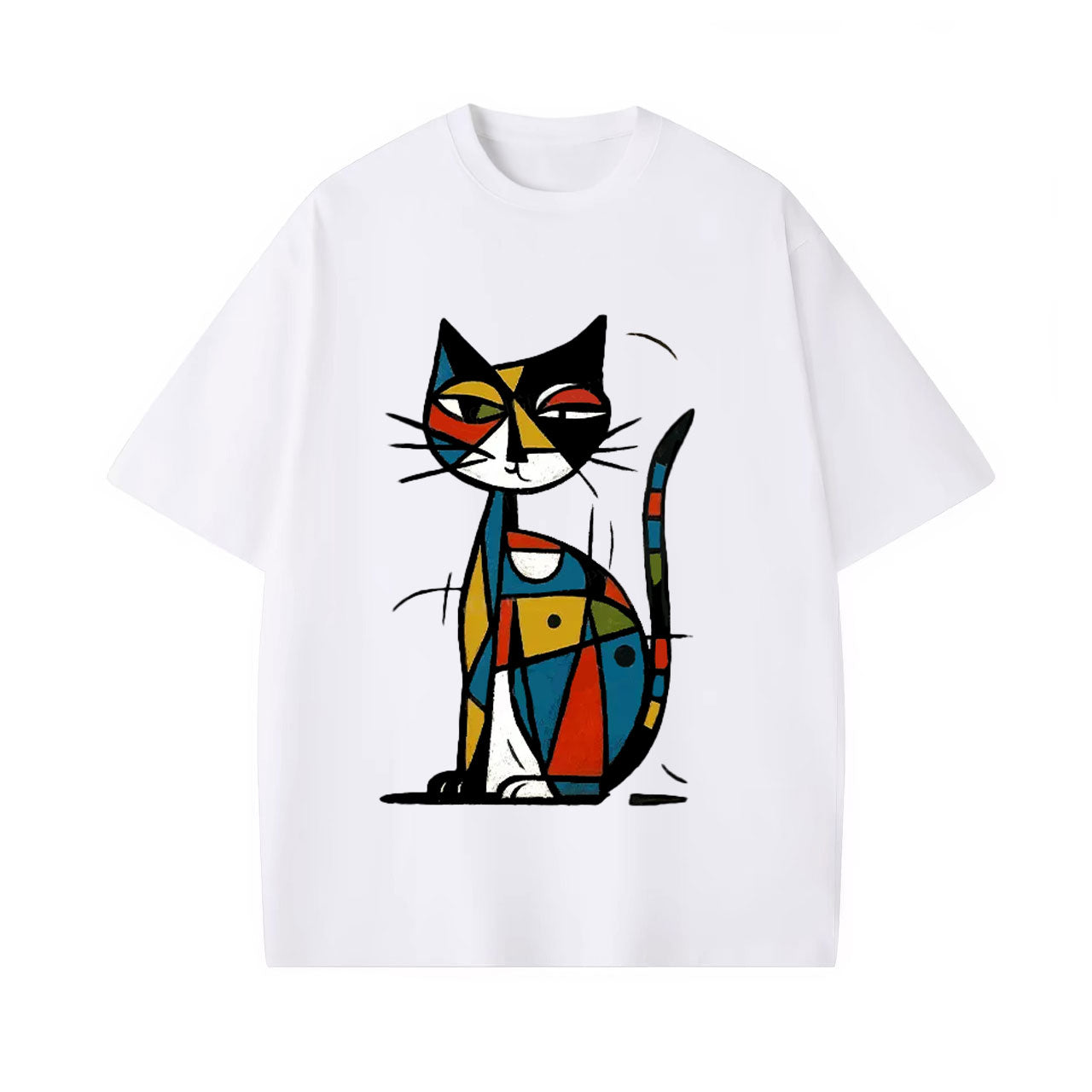 ABSTRACT JAPANESE CAT WASHED T-SHIRT 