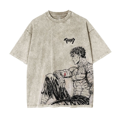 BERSERK GUS UNISEX ANIME INSPIRED VINTAGE T-SHIRT-[FRONT]