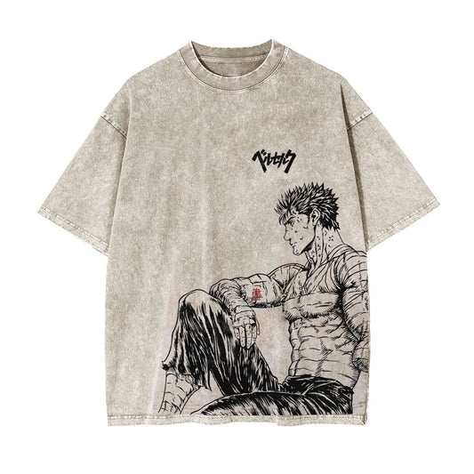 BERSERK GUS UNISEX ANIME INSPIRED VINTAGE T-SHIRT-[FRONT]