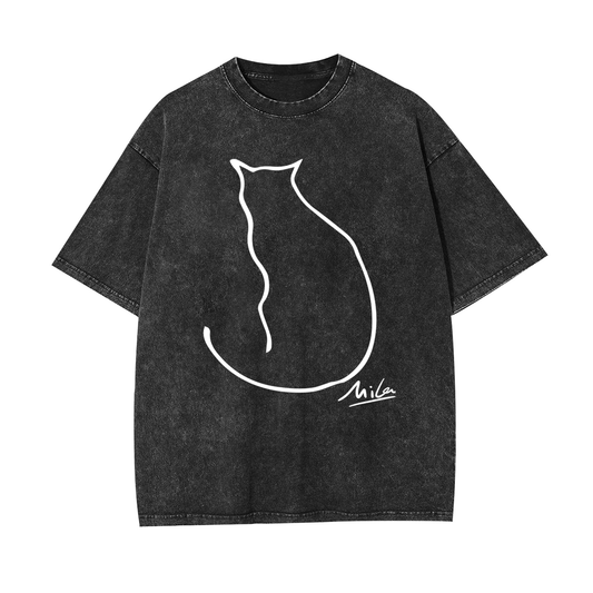 CAT MILA UNISEX OVERSIZED TEE -[FRONT]