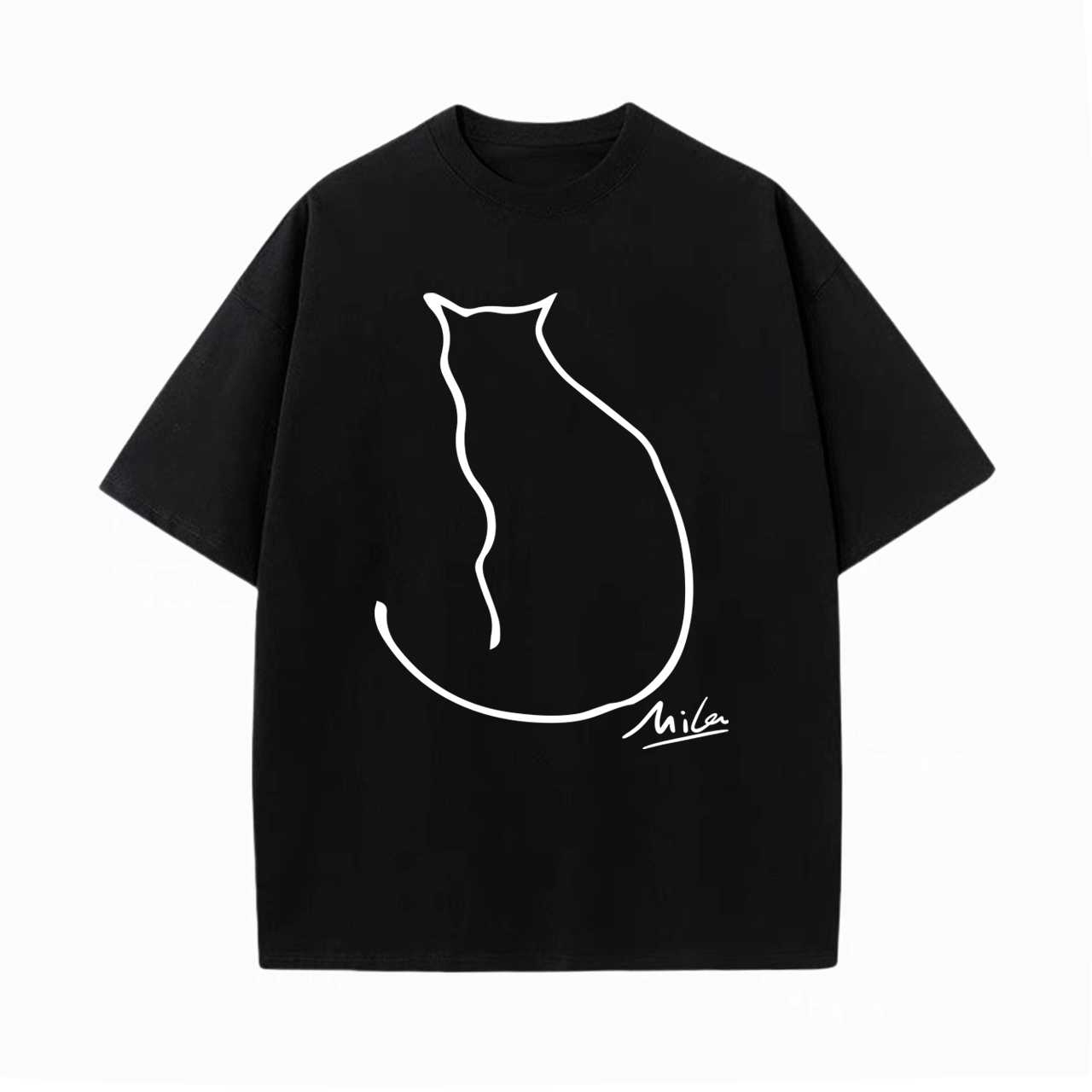 CAT MILA UNISEX OVERSIZED TEE -[FRONT]
