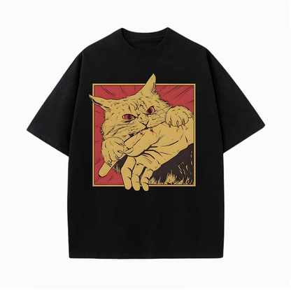CAT UNISEX OVERSIZED TEE -[FRONT] 
