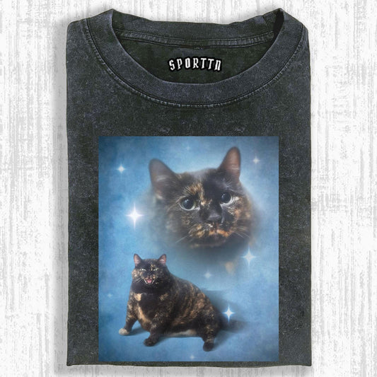 CAT'S STARRY MOMENT DOUBLE SHADOW CUTE T ​​- SHIRT 