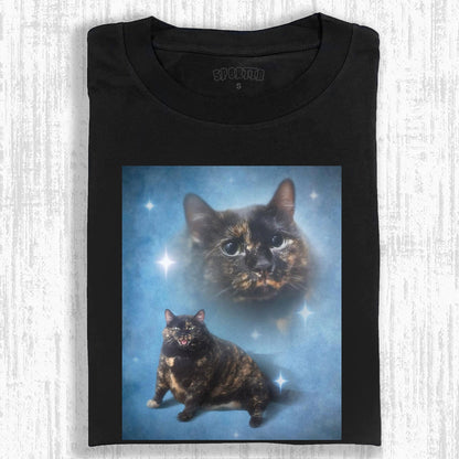 CAT'S STARRY MOMENT DOUBLE SHADOW CUTE T ​​- SHIRT 