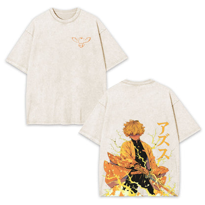 DEMON SLAYER ZENITSU UNISEX ANIME OVERSIZED TEE-[DS]
