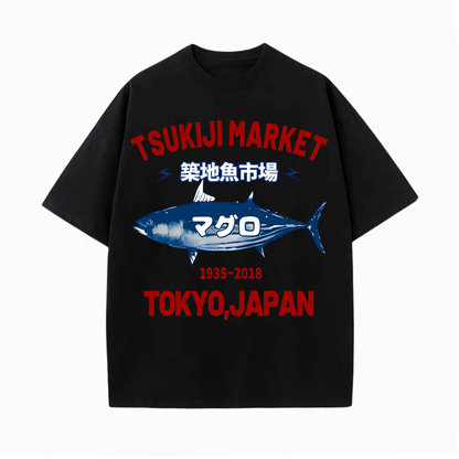 FISH UNISEX OVERSIZED TEE-[FRONT] 