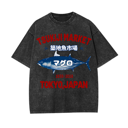 FISH UNISEX OVERSIZED TEE-[FRONT] 