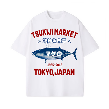 FISH UNISEX OVERSIZED TEE-[FRONT] 
