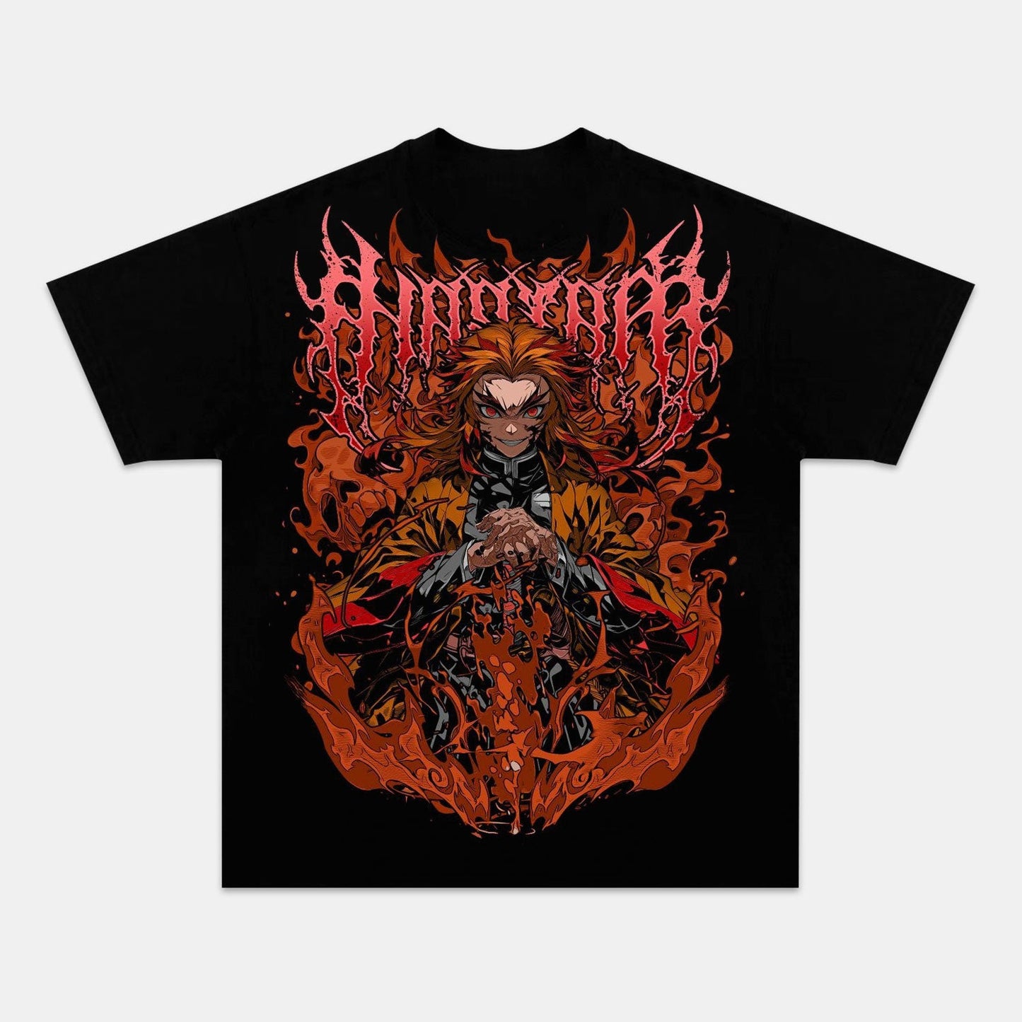 FLAME HASHIRA UNISEX ANIME INSPIRED VINTAGE OVERSIZED TEE丨DEMON SLAYER-[BACK]