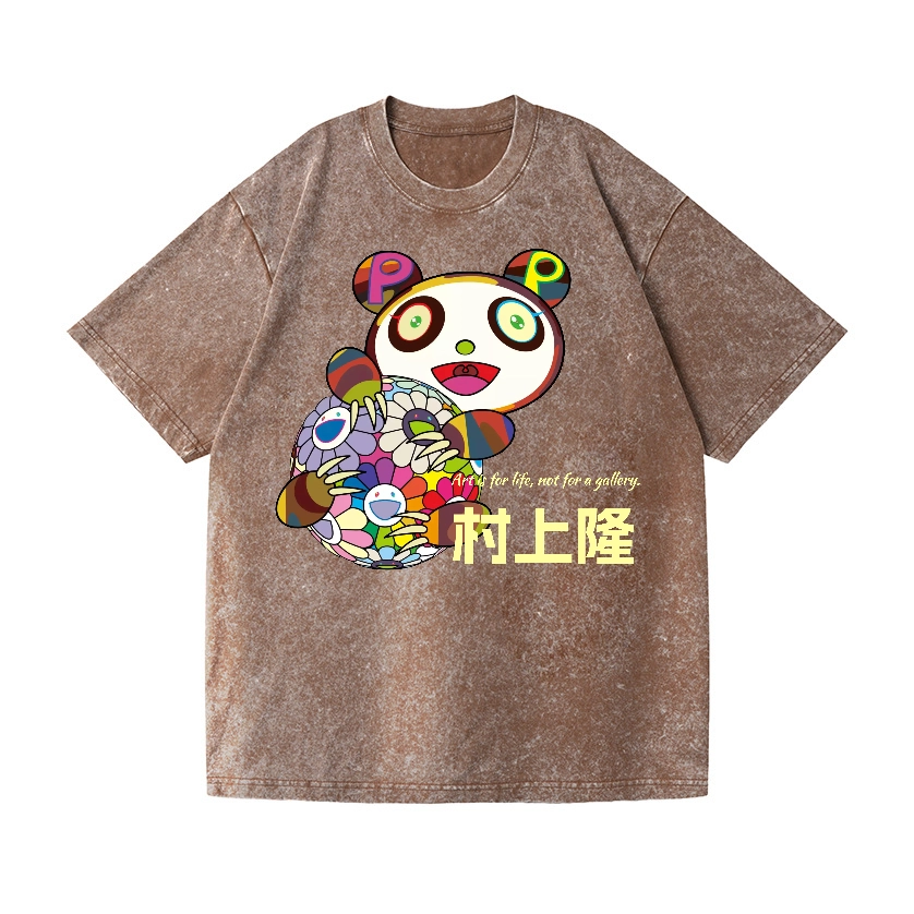 FLOWER TM VINTAGE WASH JAPANESE DESIGN T-SHIRT 