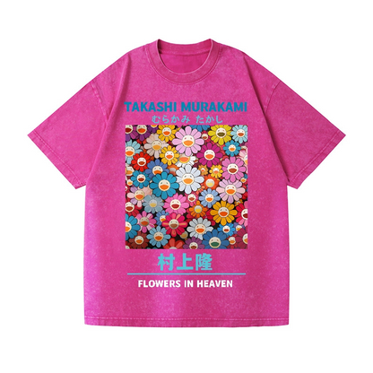 FLOWER TM VINTAGE WASH JAPANESE DESIGN T-SHIRT 