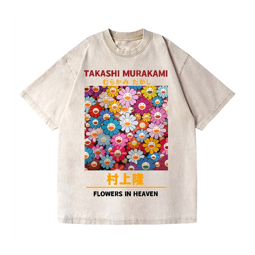 FLOWER TM VINTAGE WASH JAPANESE DESIGN T-SHIRT 