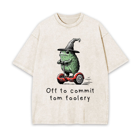 FROG RIDING A BALANCE SCOOTER WASHED T-SHIRT 