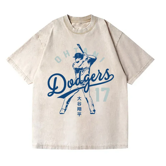 FUJISAKURAS DODGER VINTAGE WASH JAPANESE DESIGN T-SHIRT 