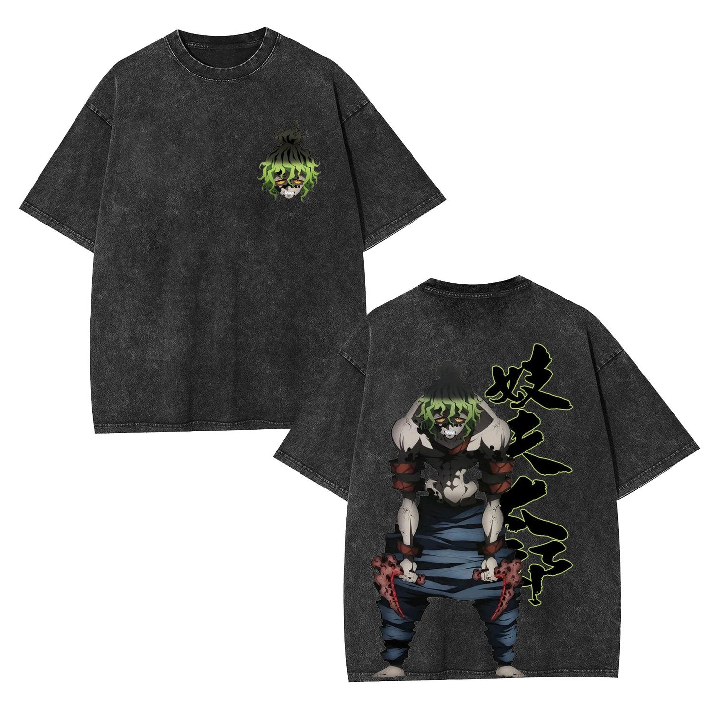 GYUTARO DEMON SLAYER ANIME UNISEX WASHED T-SHIRT -[DS]