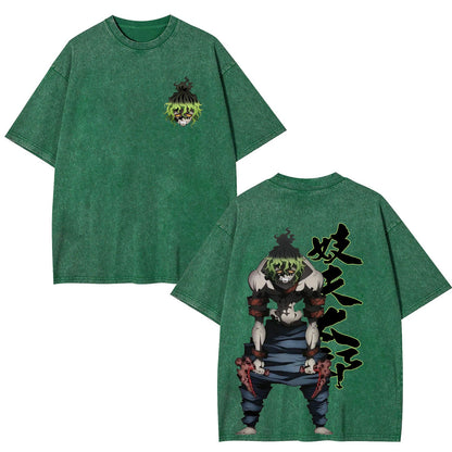 GYUTARO DEMON SLAYER ANIME UNISEX WASHED T-SHIRT -[DS]