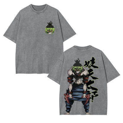 GYUTARO DEMON SLAYER ANIME UNISEX WASHED T-SHIRT -[DS]
