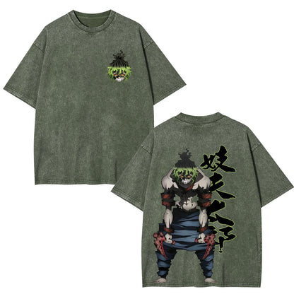 GYUTARO DEMON SLAYER ANIME UNISEX WASHED T-SHIRT -[DS]