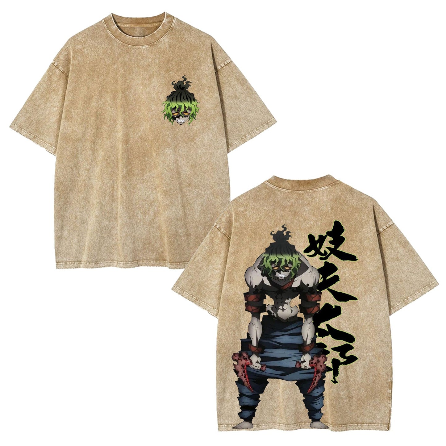 GYUTARO DEMON SLAYER ANIME UNISEX WASHED T-SHIRT -[DS]