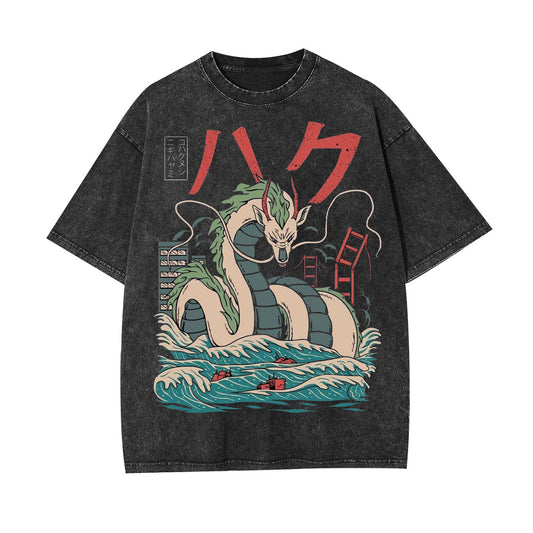 HAKU SPIRITED AWAY GHIBLI UNISEX INSPIRED VINTAGE TEE -[FRONT]