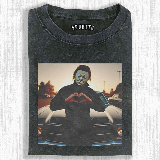 HALLOWEEN MICHAEL MYERS HEART - GESTURE THEMED T-SHIRT