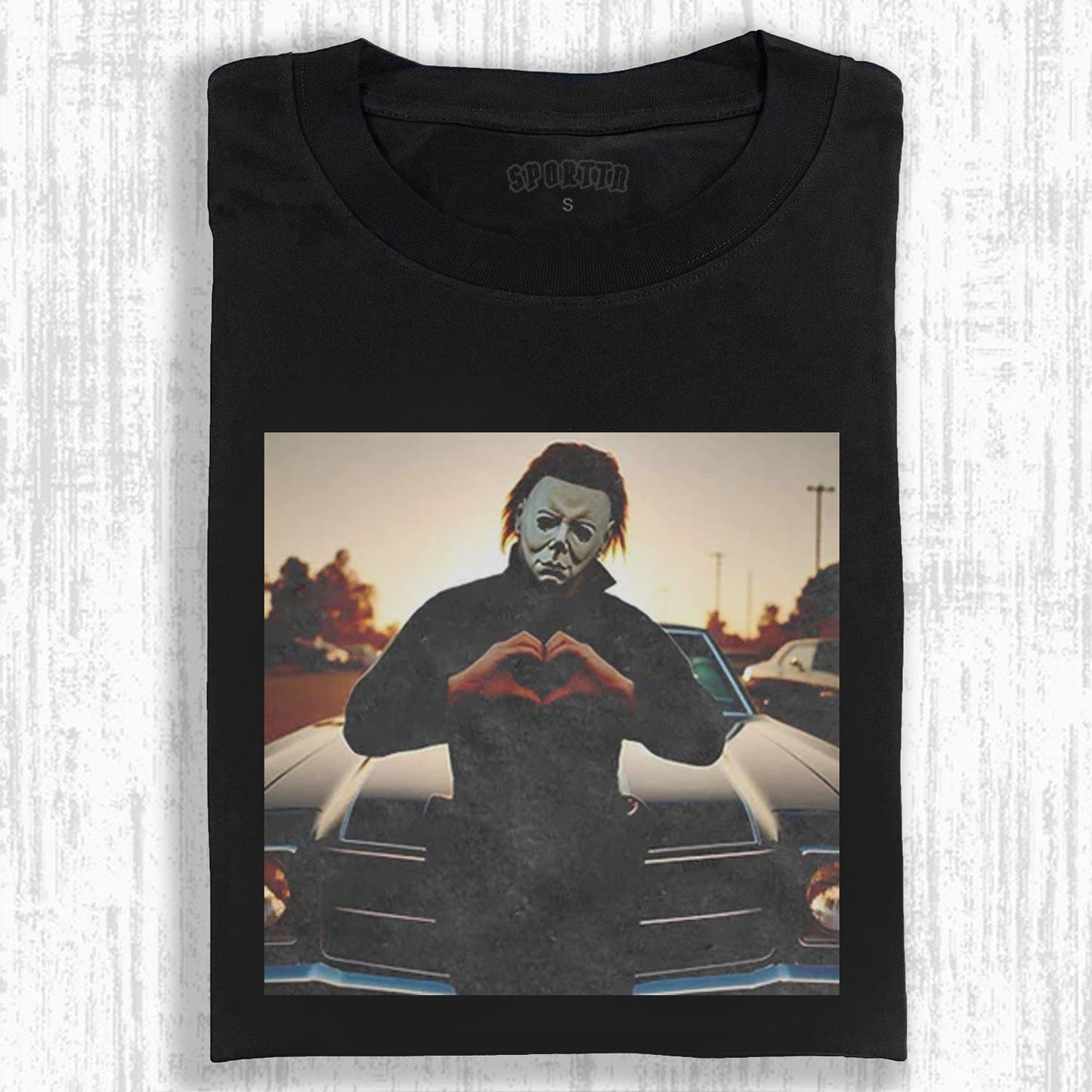 HALLOWEEN MICHAEL MYERS HEART - GESTURE THEMED T-SHIRT