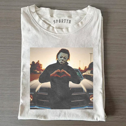 HALLOWEEN MICHAEL MYERS HEART - GESTURE THEMED T-SHIRT